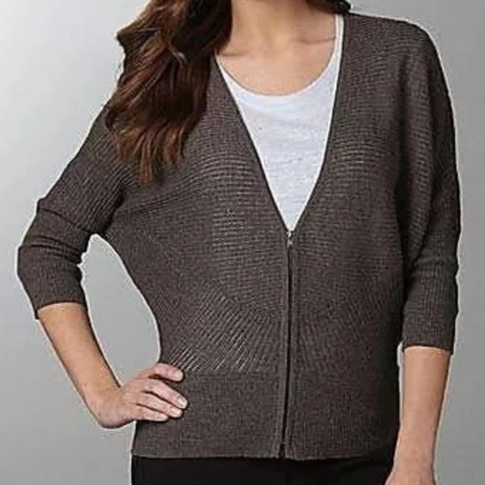 Eileen fisher | Women's wool Brown / grey Zip-Up Sweater | size medium